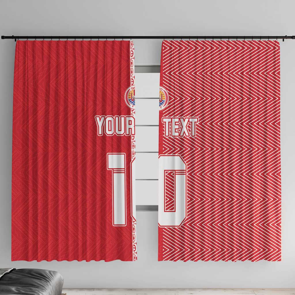 Custom Tahiti Football-Iron Warriors Window Curtain LT03 With Hooks Red - Polynesian Pride