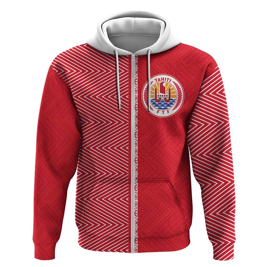 Custom Tahiti Football-Iron Warriors Zip Hoodie LT03 Zip Hoodie Red - Polynesian Pride