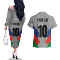 Custom New Caledonia-The Kagus Couples Matching Off The Shoulder Long Sleeve Dress and Hawaiian Shirt