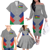 Custom New Caledonia-The Kagus Family Matching Off The Shoulder Long Sleeve Dress and Hawaiian Shirt