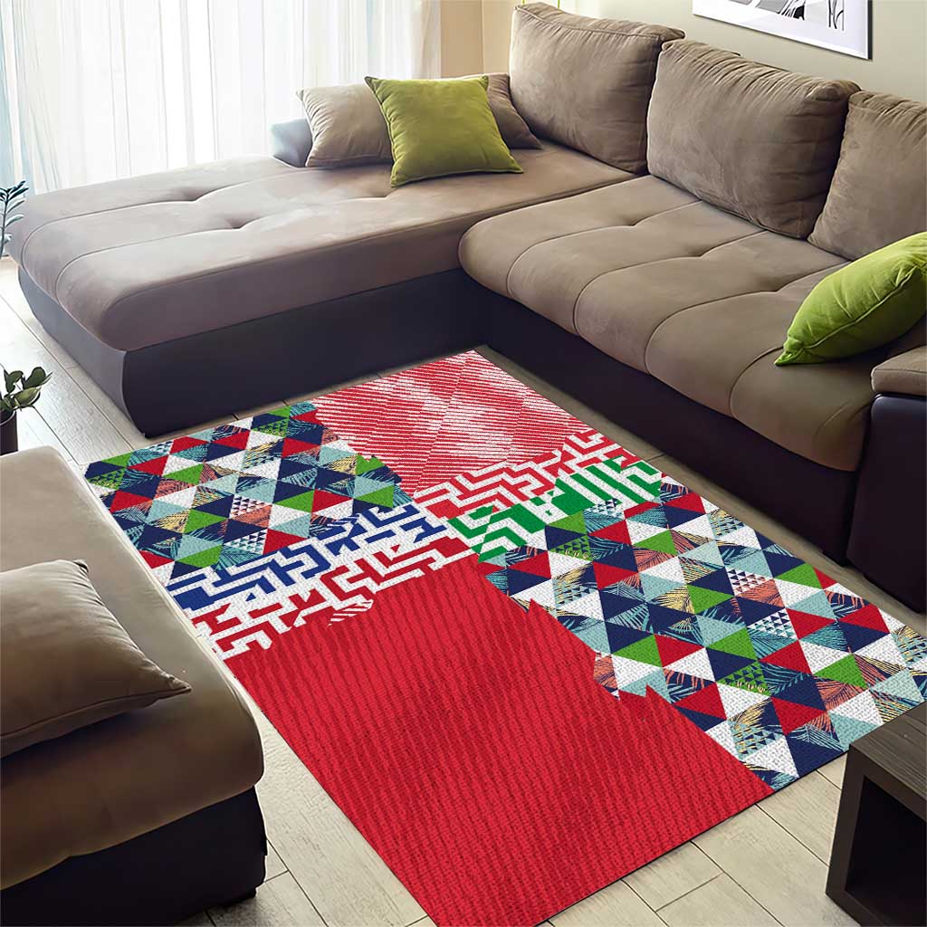 Hawaiian Floral Kakau Tropical Leaves-Sporty Style Area Rug