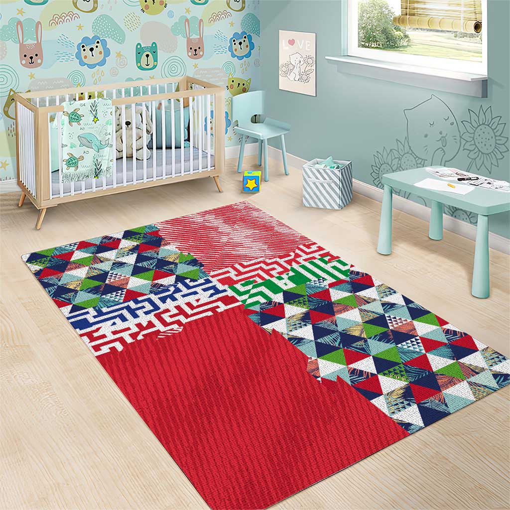 Hawaiian Floral Kakau Tropical Leaves-Sporty Style Area Rug