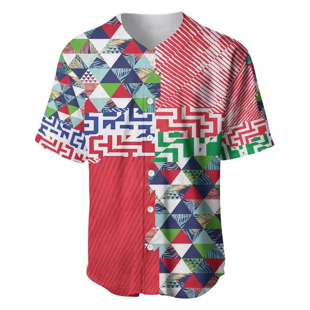 Hawaiian Floral Kakau Tropical Leaves-Sporty Style Baseball Jersey