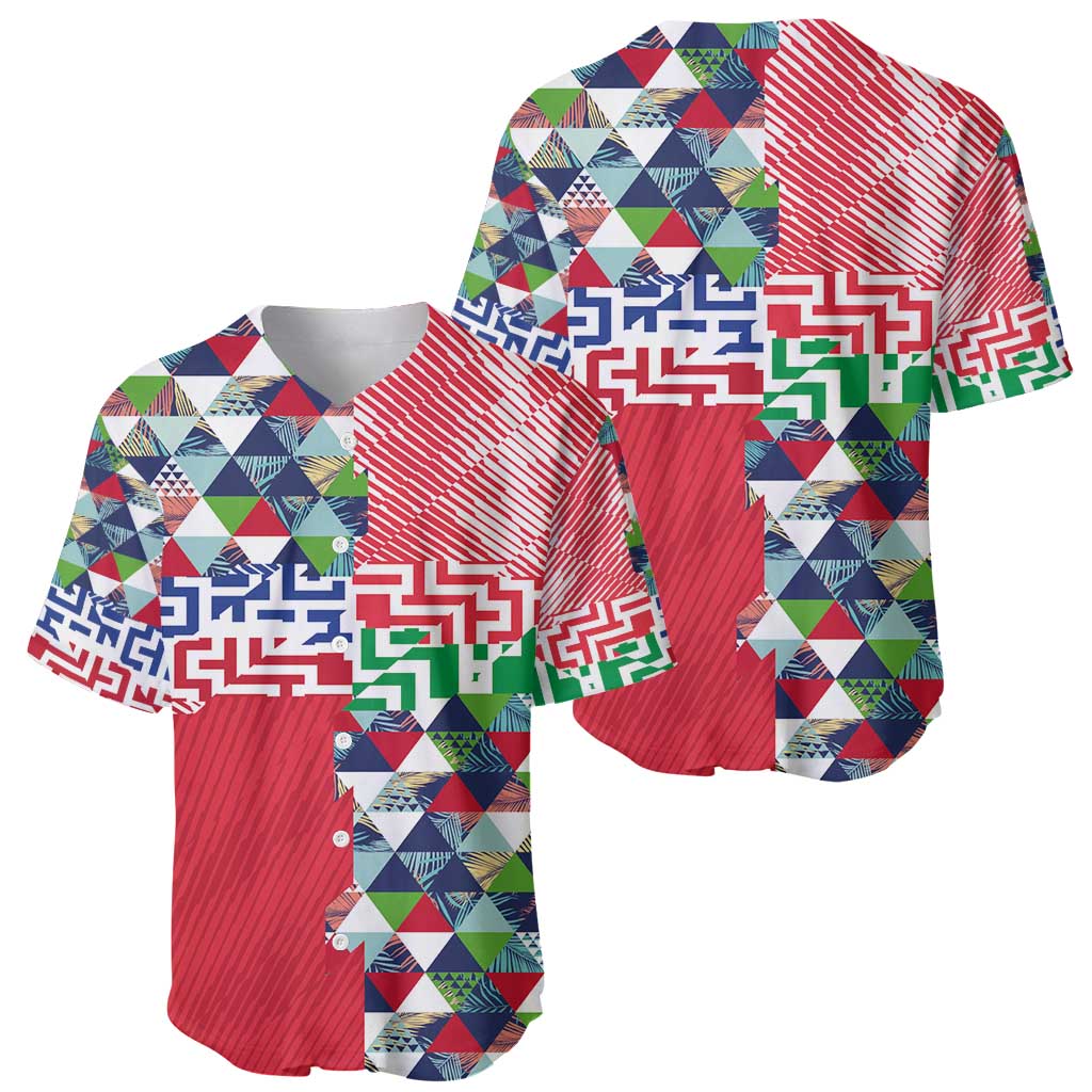 Hawaiian Floral Kakau Tropical Leaves-Sporty Style Baseball Jersey