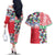 Hawaiian Floral Kakau Tropical Leaves-Sporty Style Couples Matching Off The Shoulder Long Sleeve Dress and Hawaiian Shirt