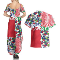 Hawaiian Floral Kakau Tropical Leaves-Sporty Style Couples Matching Summer Maxi Dress and Hawaiian Shirt