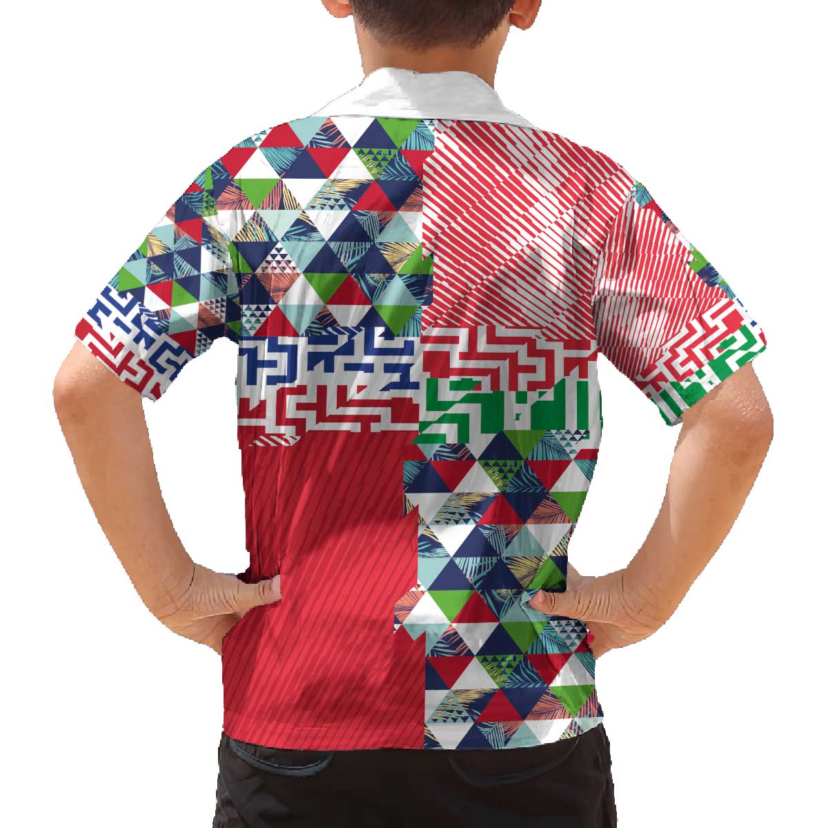 Hawaiian Floral Kakau Tropical Leaves-Sporty Style Family Matching Off The Shoulder Long Sleeve Dress and Hawaiian Shirt