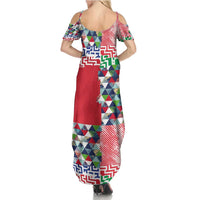 Hawaiian Floral Kakau Tropical Leaves-Sporty Style Family Matching Summer Maxi Dress and Hawaiian Shirt
