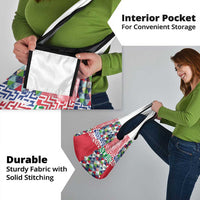 Hawaiian Floral Kakau Tropical Leaves-Sporty Style Grocery Bag