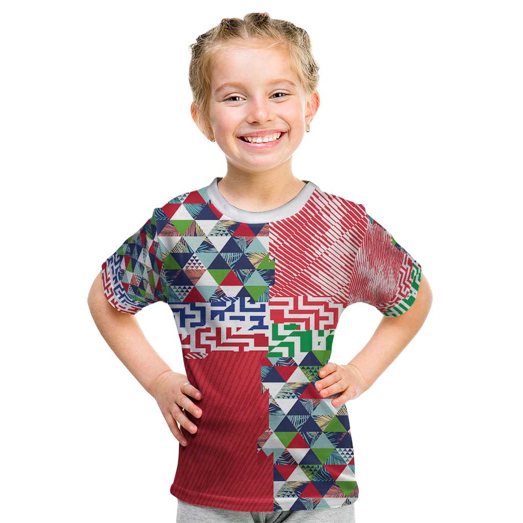 Hawaiian Floral Kakau Tropical Leaves-Sporty Style Kid T Shirt