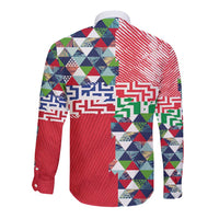 Hawaiian Floral Kakau Tropical Leaves-Sporty Style Long Sleeve Button Shirt