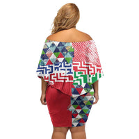 Hawaiian Floral Kakau Tropical Leaves-Sporty Style Off Shoulder Short Dress