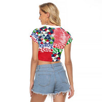 Hawaiian Floral Kakau Tropical Leaves-Sporty Style Raglan Cropped T Shirt