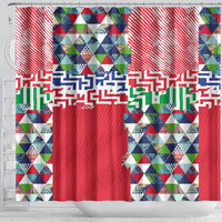 Hawaiian Floral Kakau Tropical Leaves-Sporty Style Shower Curtain