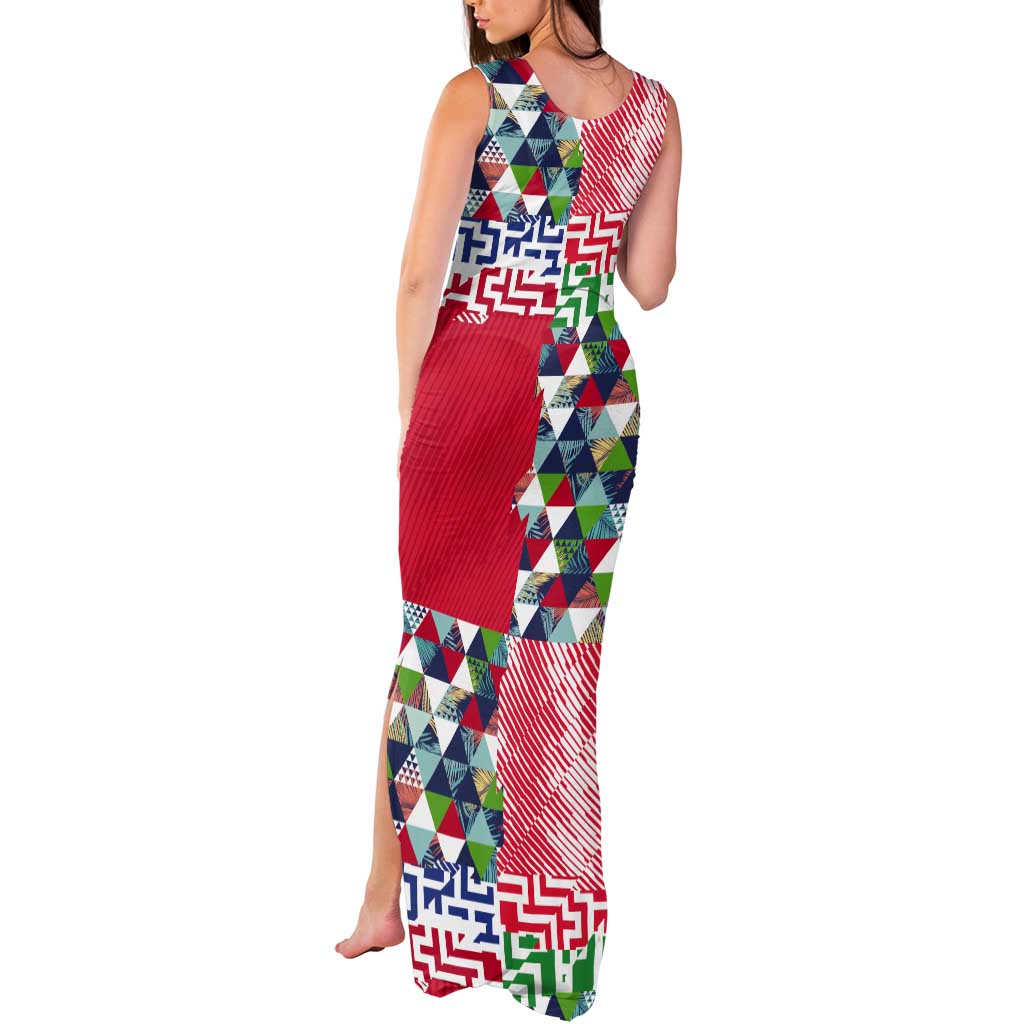 Hawaiian Floral Kakau Tropical Leaves-Sporty Style Tank Maxi Dress
