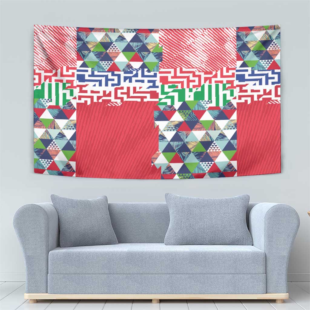 Hawaiian Floral Kakau Tropical Leaves-Sporty Style Tapestry