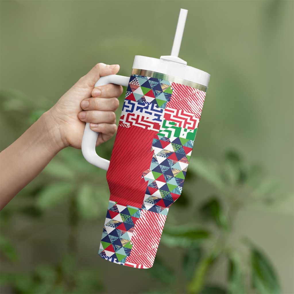 Hawaiian Floral Kakau Tropical Leaves-Sporty Style Tumbler With Handle