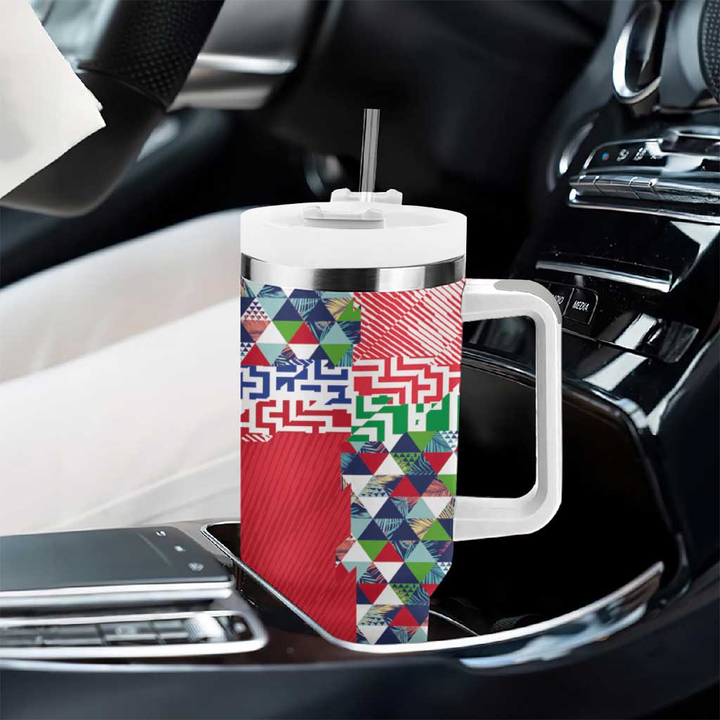 Hawaiian Floral Kakau Tropical Leaves-Sporty Style Tumbler With Handle