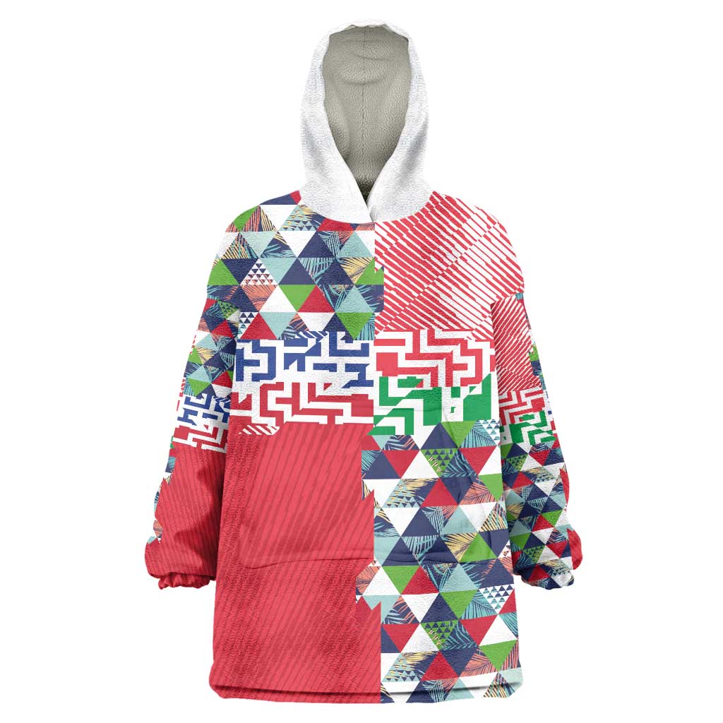 Hawaiian Floral Kakau Tropical Leaves-Sporty Style Wearable Blanket Hoodie