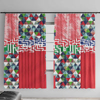 Hawaiian Floral Kakau Tropical Leaves-Sporty Style Window Curtain