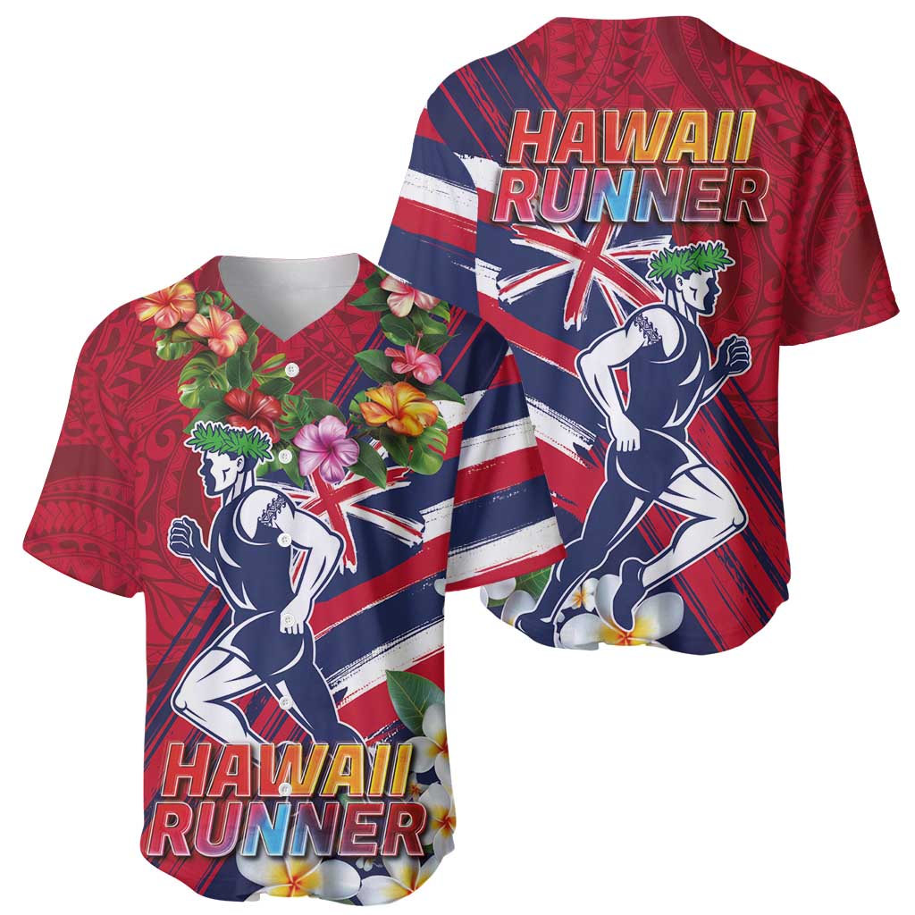 Hawaii Runner-Kakau Art with Lei and Plumeria Baseball Jersey