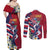 Hawaii Runner-Kakau Art with Lei and Plumeria Couples Matching Off Shoulder Maxi Dress and Long Sleeve Button Shirt