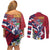 Hawaii Runner-Kakau Art with Lei and Plumeria Couples Matching Off Shoulder Short Dress and Long Sleeve Button Shirt