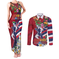 Hawaii Runner-Kakau Art with Lei and Plumeria Couples Matching Tank Maxi Dress and Long Sleeve Button Shirt