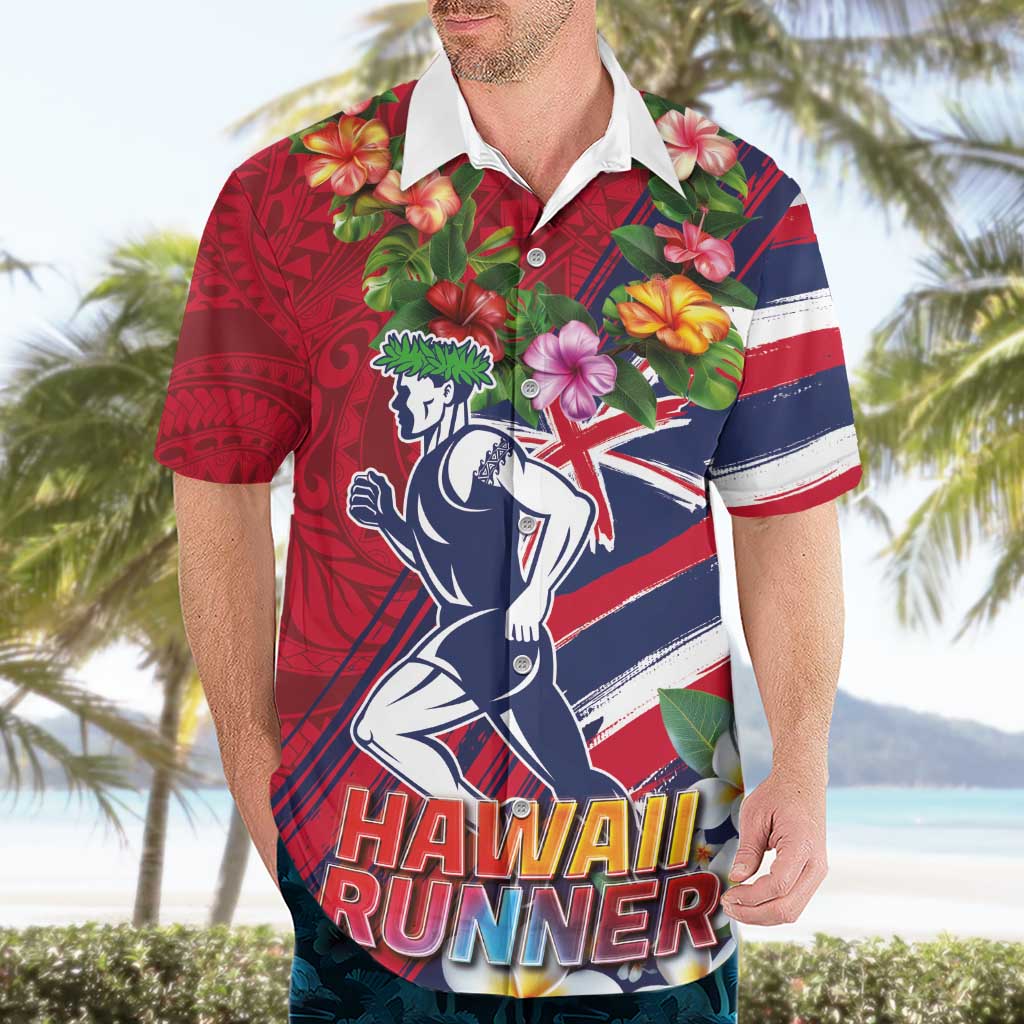 Hawaii Runner-Kakau Art with Lei and Plumeria Hawaiian Shirt