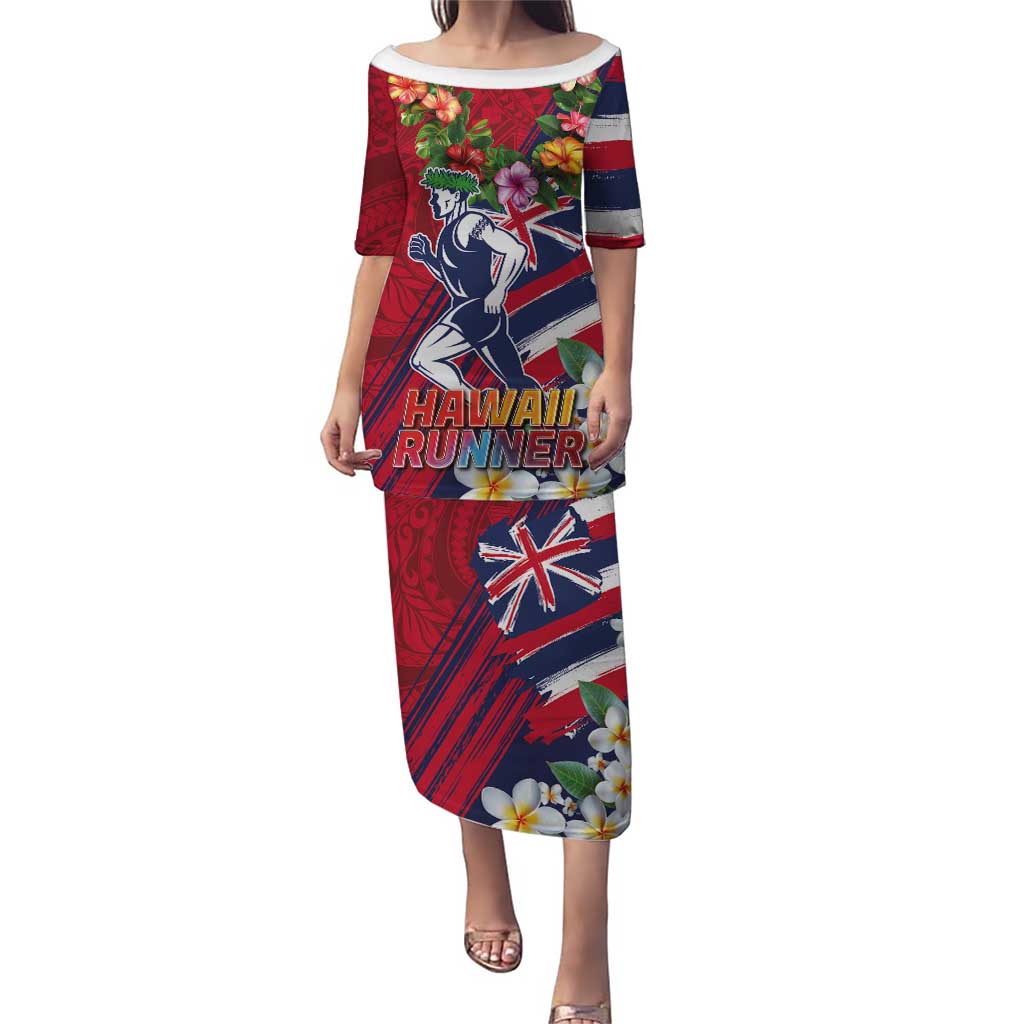 Hawaii Runner-Kakau Art with Lei and Plumeria Puletasi