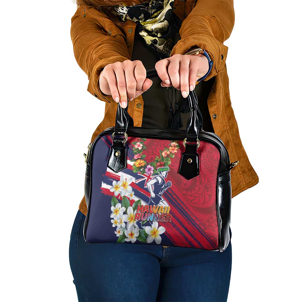 Hawaii Runner-Kakau Art with Lei and Plumeria Shoulder Handbag LT03 One Size Red-Blue - Polynesian Pride
