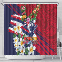 Hawaii Runner-Kakau Art with Lei and Plumeria Shower Curtain