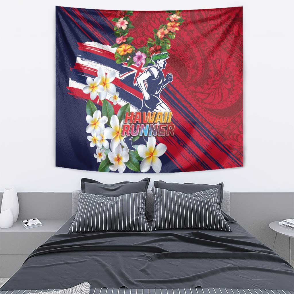 Hawaii Runner-Kakau Art with Lei and Plumeria Tapestry