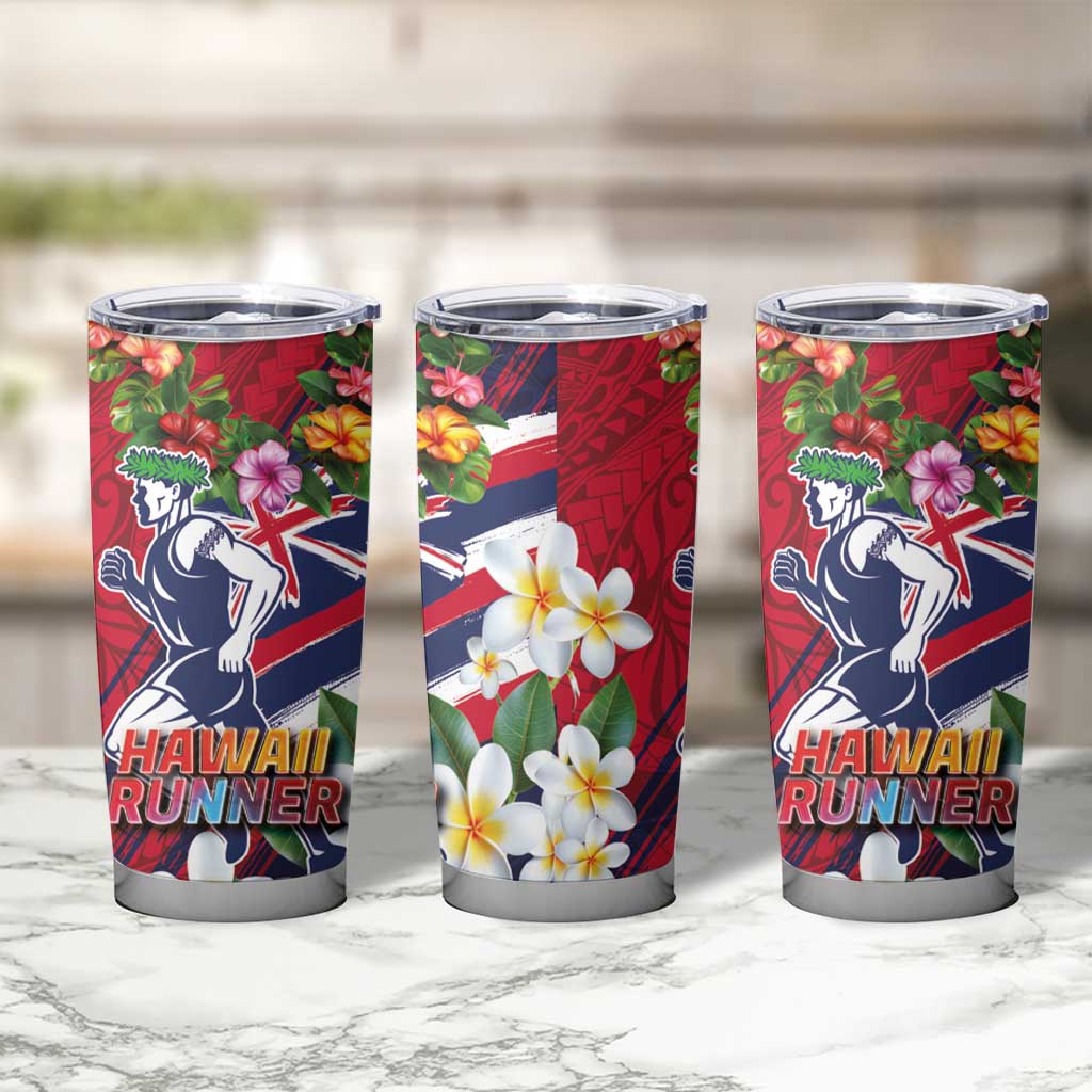 Hawaii Runner-Kakau Art with Lei and Plumeria Tumbler Cup