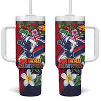 Hawaii Runner-Kakau Art with Lei and Plumeria Tumbler With Handle