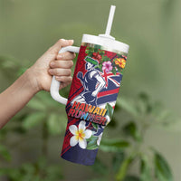 Hawaii Runner-Kakau Art with Lei and Plumeria Tumbler With Handle