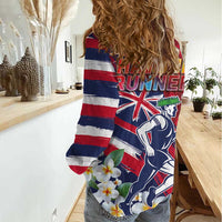 Hawaii Runner-Kakau Art with Lei and Plumeria Women Casual Shirt