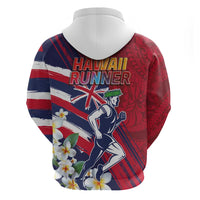 Hawaii Runner-Kakau Art with Lei and Plumeria Zip Hoodie
