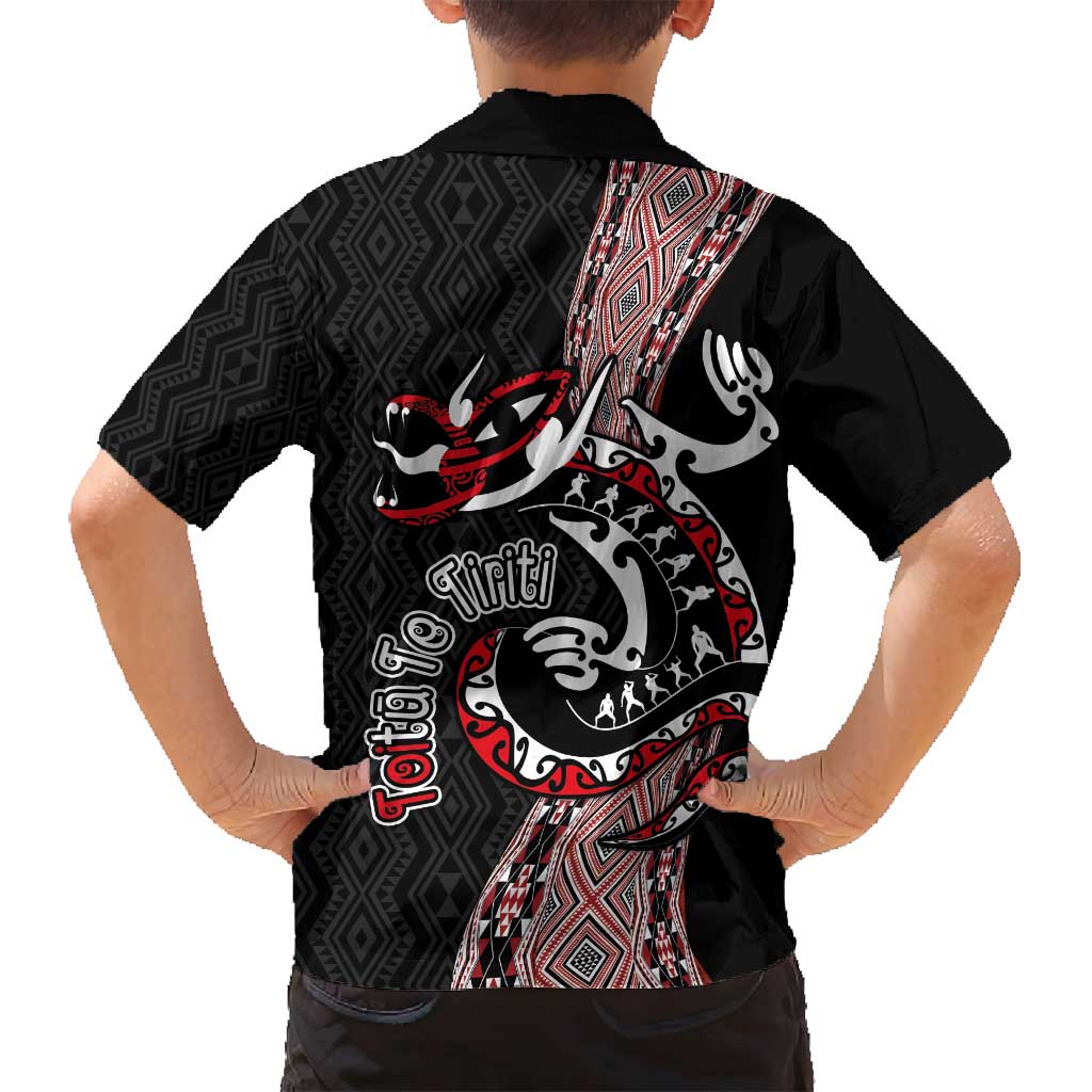 Aotearoa Toitu Te Tiriti Taniko Family Matching Puletasi and Hawaiian Shirt Maori Taniwha Haka - Honour the Treaty