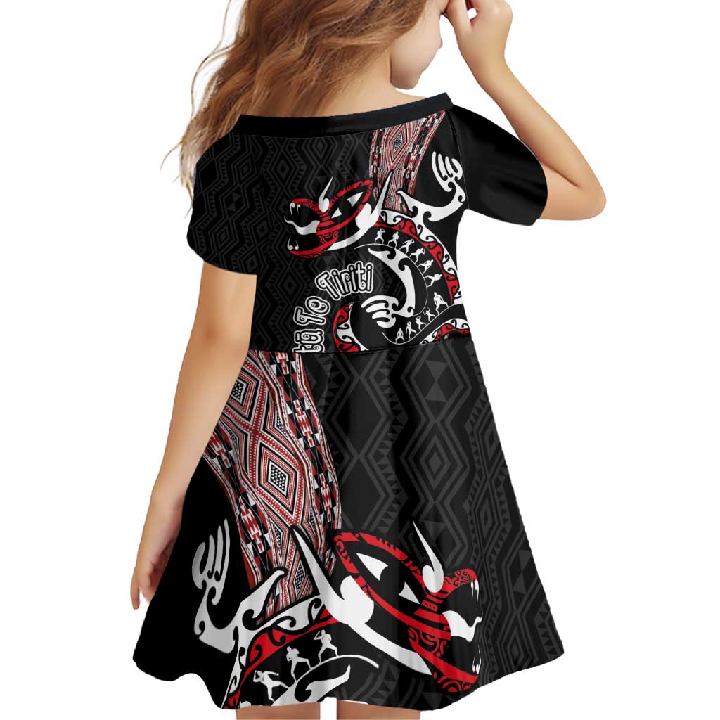 Aotearoa Toitu Te Tiriti Taniko Family Matching Puletasi and Hawaiian Shirt Maori Taniwha Haka - Honour the Treaty