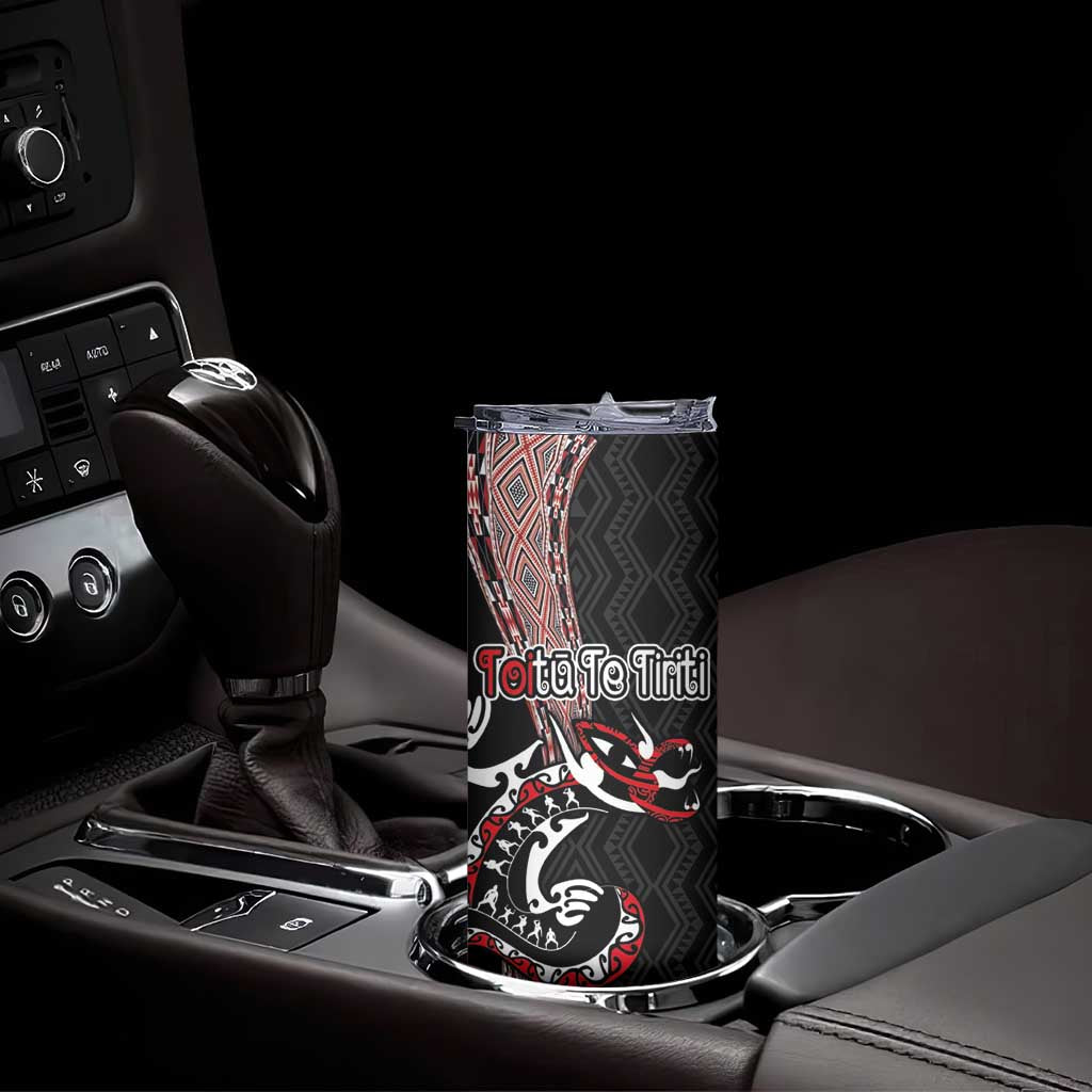 Aotearoa Toitu Te Tiriti Taniko Skinny Tumbler Maori Taniwha Haka - Honour the Treaty