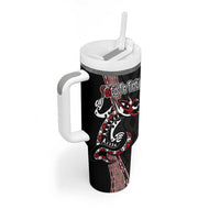 Aotearoa Toitu Te Tiriti Taniko Tumbler With Handle Maori Taniwha Haka - Honour the Treaty