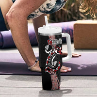 Aotearoa Toitu Te Tiriti Taniko Tumbler With Handle Maori Taniwha Haka - Honour the Treaty