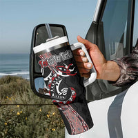 Aotearoa Toitu Te Tiriti Taniko Tumbler With Handle Maori Taniwha Haka - Honour the Treaty
