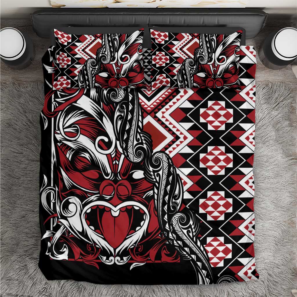 Aotearoa Maori Moko Art with Taniko Half Style Bedding Set LT03 Black - Polynesian Pride