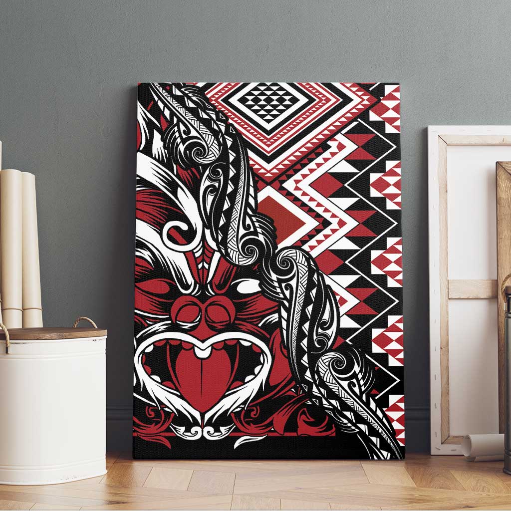 Aotearoa Maori Moko Art with Taniko Half Style Canvas Wall Art