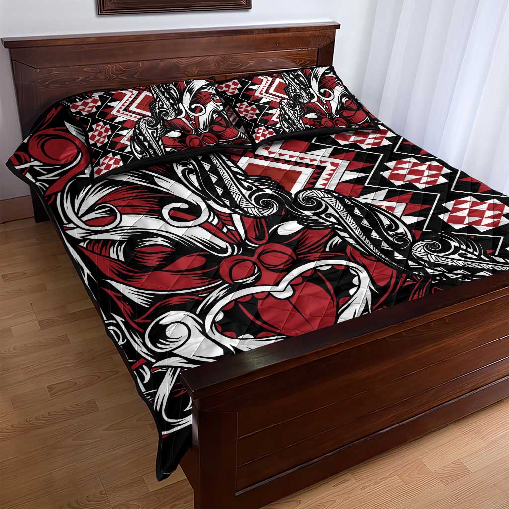 Aotearoa Maori Moko Art with Taniko Half Style Quilt Bed Set