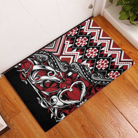 Aotearoa Maori Moko Art with Taniko Half Style Rubber Doormat LT03 - Polynesian Pride