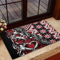 Aotearoa Maori Moko Art with Taniko Half Style Rubber Doormat LT03 - Polynesian Pride