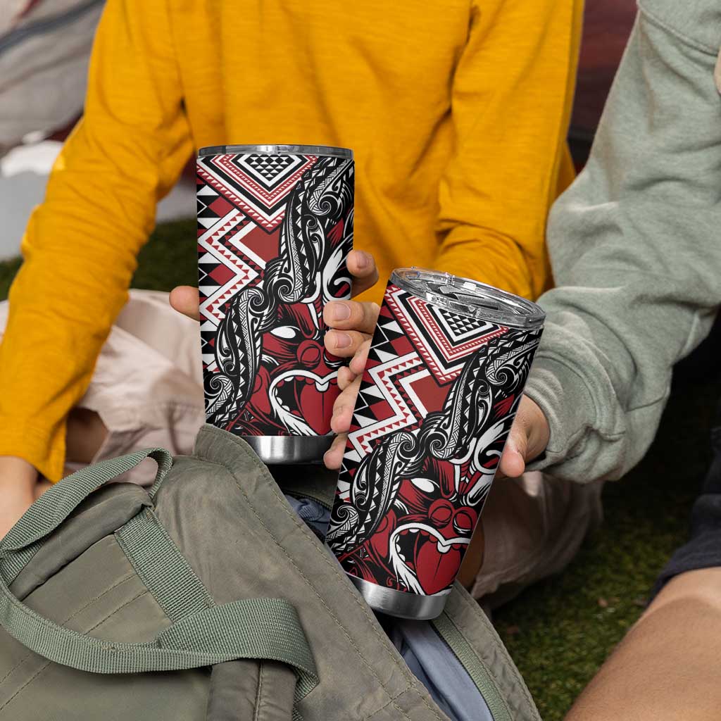 Aotearoa Maori Moko Art with Taniko Half Style Tumbler Cup